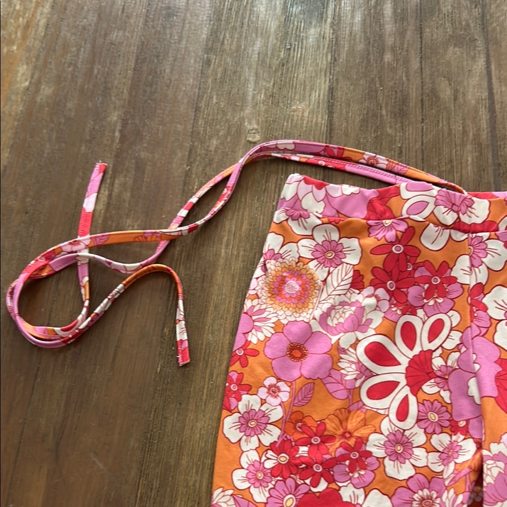Pink Orange Floral Patterned Flare Pants - Picture 3 of 7